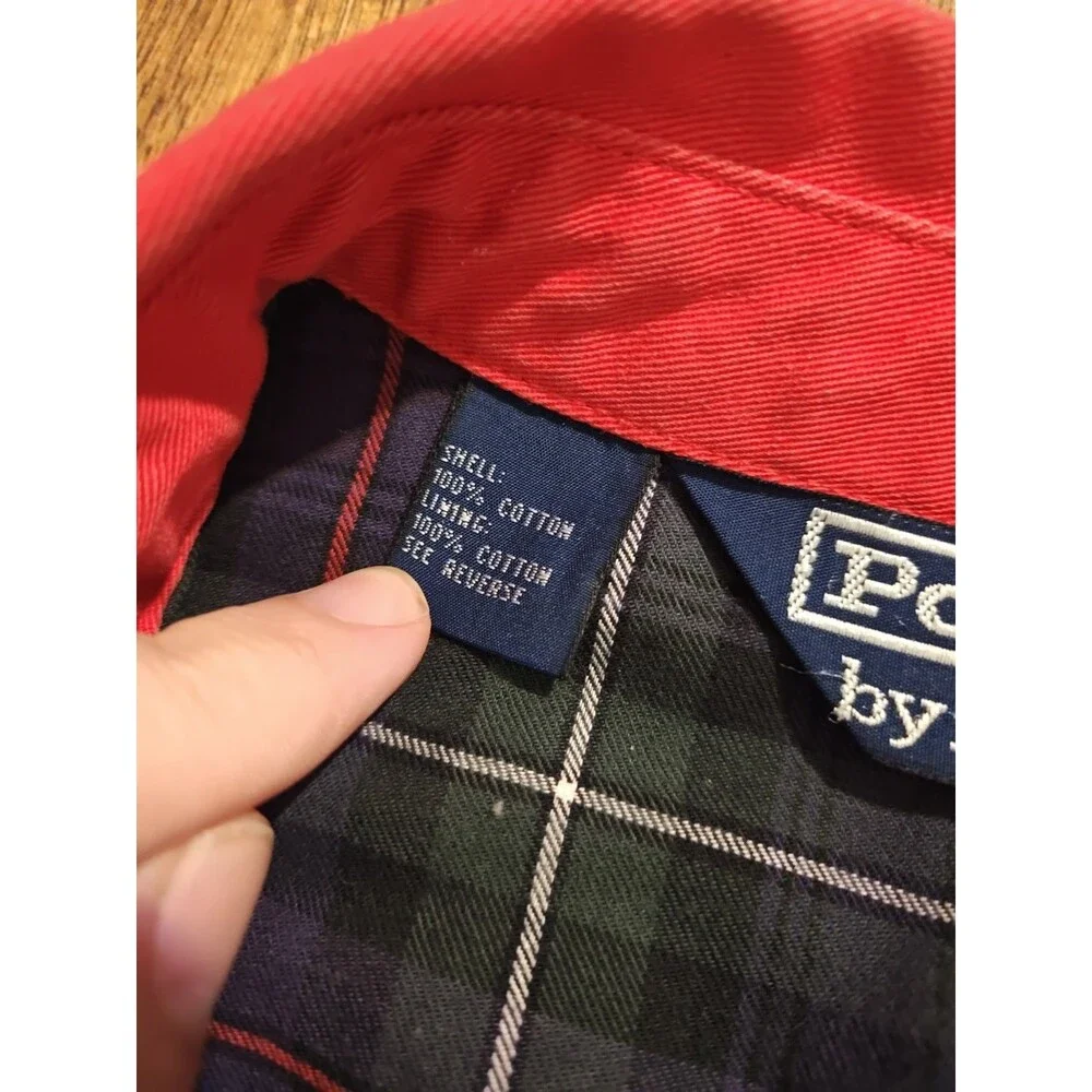 Ralph Lauren Polo Harrington Bomber Jacket Tartan Plaid Lined Men's 2XL Red